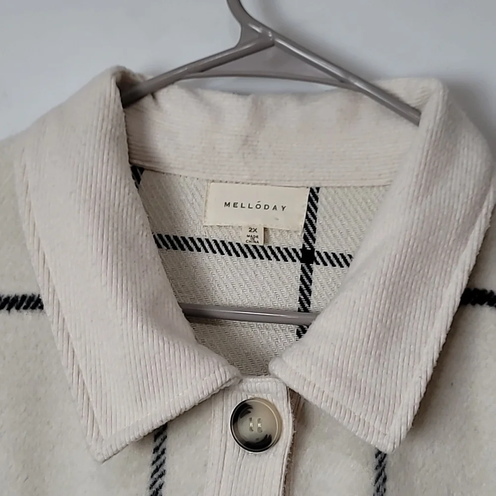 Nordstrom Melloday Ivory & Black Grid like patternJacket with Side Seam Pockets - Picture 7 of 16
